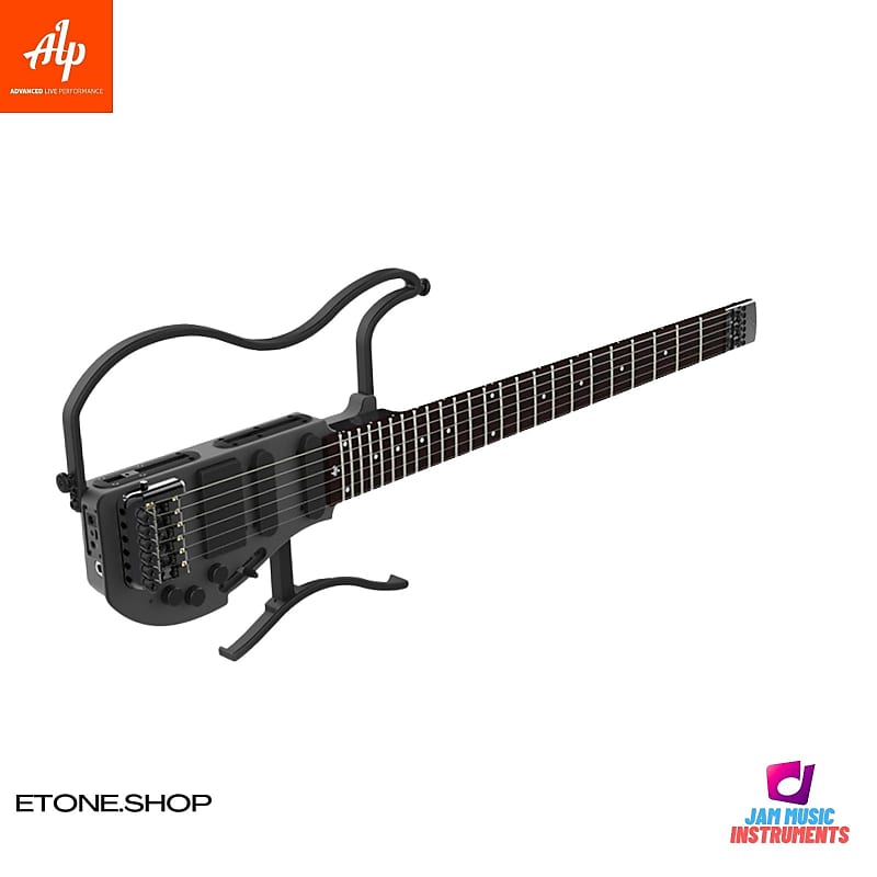 ALP AD-80 Electric Guitar Headless Travel Guitar Foldable Body Headphone Output 2022 Black image 1