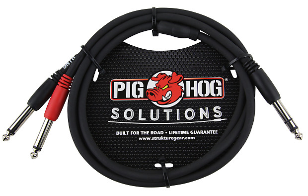 Pig Hog PYIC03 Dual 1/4" TRS Male Insert Cable - 3' image 1