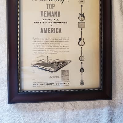 1963 Harmony Guitars Promotional Ad Framed Harmony Bass, Electric, Acoustic Banjos Original for sale
