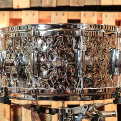 Gretsch 6.5x14 USA Custom Hammered Chrome Over Brass Snare Drum image 2