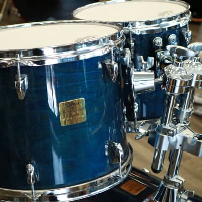 Used Yamaha Birch Custom Absolute 5-Piece Shell Pack 10/12/14/16/22 (Sea Blue Lacquer) Made In Japan image 7
