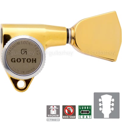 NEW Gotoh SG301-04 MGT Locking Tuning w/ Keystone Buttons Tuners Set 3x3 - GOLD