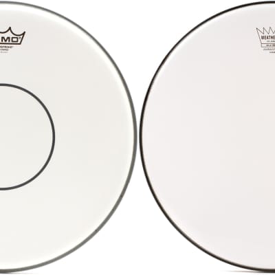 Remo Powerstroke 77 Coated Snare Drumhead - 14 inch - with Clear Dot  Bundle with Remo Ambassador Classic Hazy Snare-Side Drumhead - 14 inch image 1