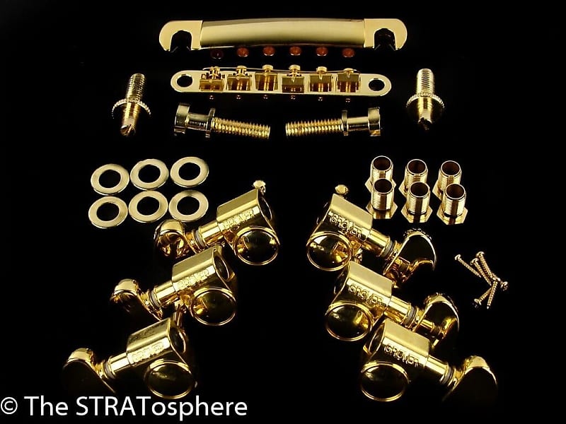 GOLD Epiphone Les Paul Custom BRIDGE TAILPIECE & GROVER Reverb