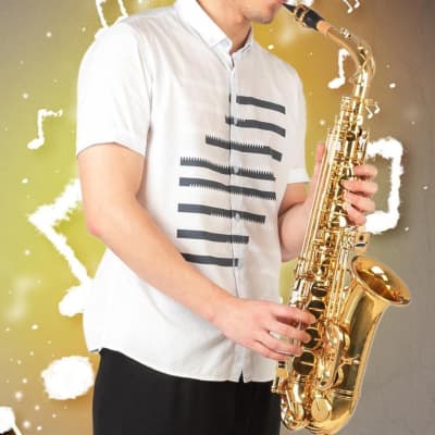 New Student Paint Gold Alto Eb Sax Saxophone w/ Case Accessories Carrying Bag image 6