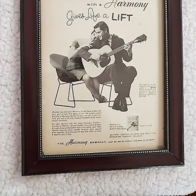 1962 Harmony Guitars Promotional Ad Framed Sovereign Flattop Original for sale