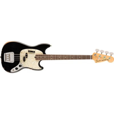 Fender JMJ Road Worn Mustang Bass, Rosewood Fretboard, Road Worn Black image 1