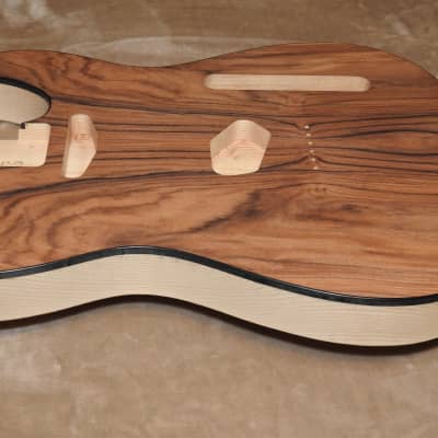 Unfinished Tele 2 Piece Ash With a Book Matched 2 Piece Black Walnut Top Bound in Black! image 7