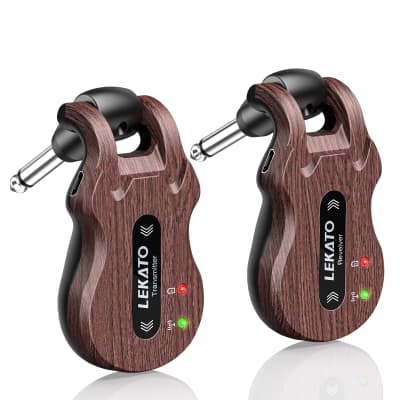 Lekato 5.8GHz Wireless Guitar System Transmitter Receiver fit Bass Digital 100ft Brown image 3