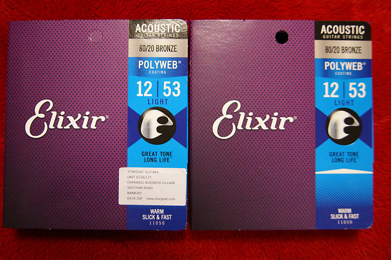 Elixir 11050 Polyweb 12.53 acoustic guitar strings light 2 PACKS