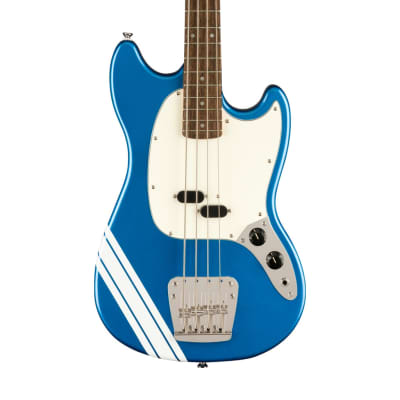Squier FSR Classic Vibe 60s Competition Mustang Bass w/ Olympic White Stripes, Lake Placid Blue image 3