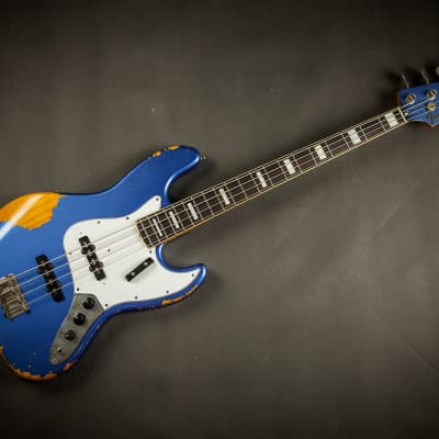 Fender Japan '75 Reissue Jazz Bass Relic, Amparo Blue Nitro image 11