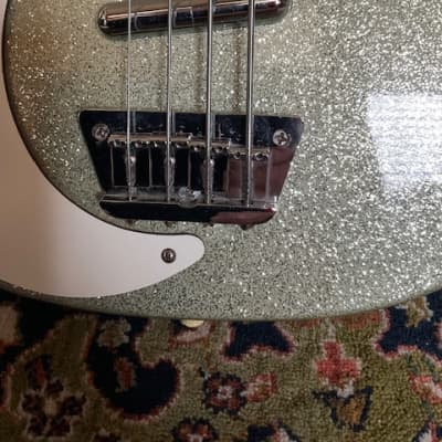 Left Handed Dan Electro Bass Guitar-Silver-Gold Sparkle image 17