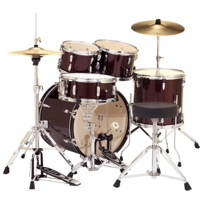 Pearl RS505C/C31 Roadshow 10 / 12 / 14 / 20 / 14x5" 5pc Drum Set with Hardware, Cymbals 2014 - 2023 - Product Color: RED WINE image 2