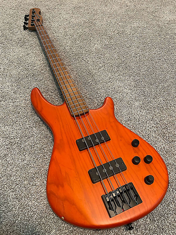 Warmoth Warmoth G4 Bass with Delano P/J Pickups and EMG Preamp Satin Orange  Over Ash