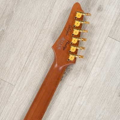 Ibanez Lari Basilio Signature LB1 Guitar, Roasted Birdseye Maple, White image 10