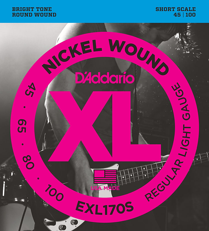 D'Addario EXL170S Nickel Wound Bass Guitar Strings, Light, 45-100, Short Scale image 1