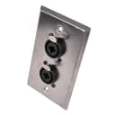 Stainless Steel Wall Plate - Dual 1/4 Inch and XLR Combo Jacks