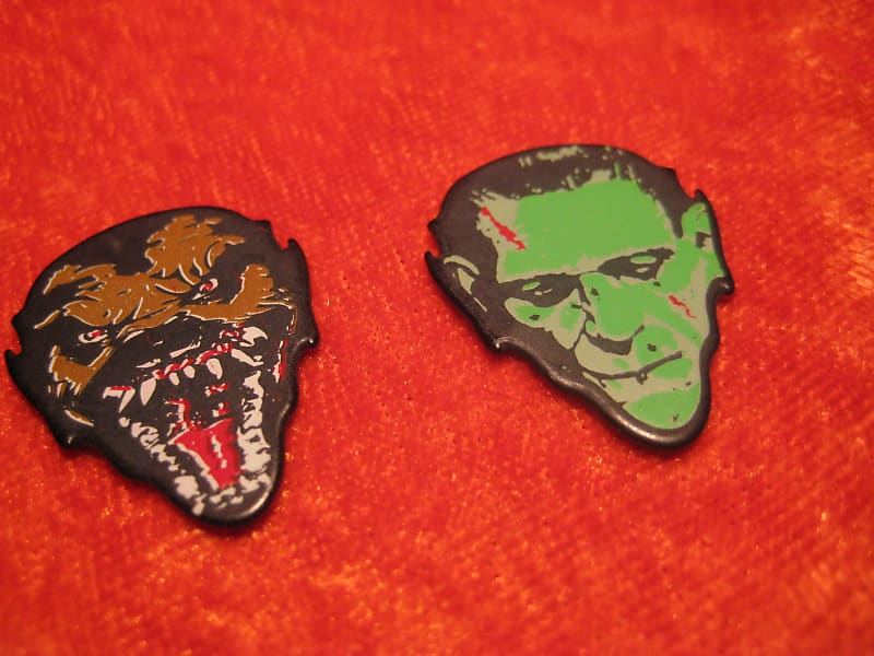Halloween Horror 17 Guitar Picks Frankenstein, Wolfman, Aliens, Bats, Spiders, Skulls image 1