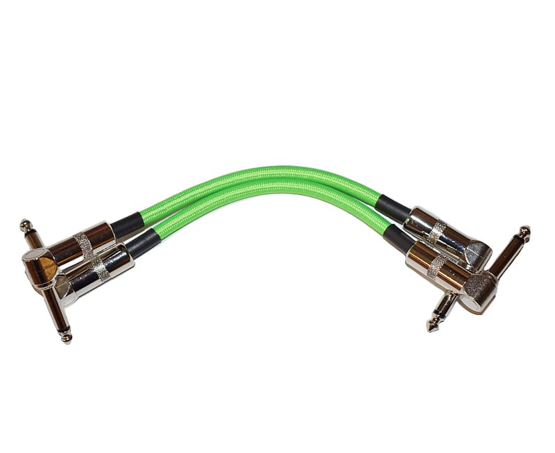 Strukture 6" Inch Neon Green Right Angle Pedal Cable - 2 Cables image 1