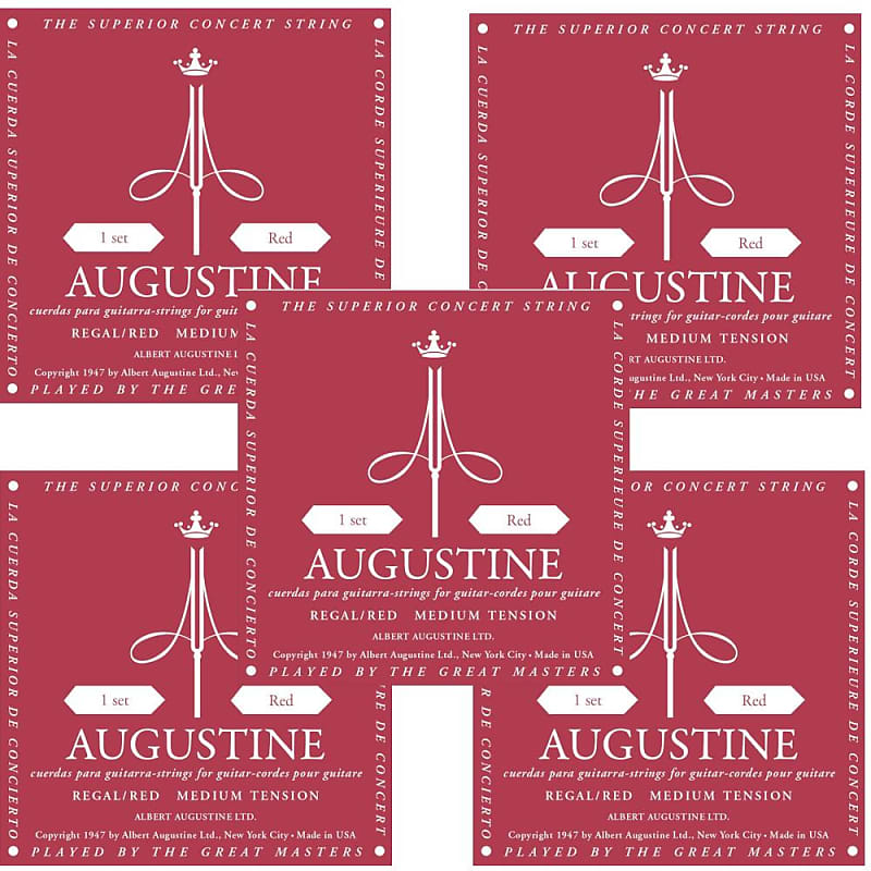 Augustine Guitar Strings 5-Packs Classical Regal Red Medium Tension 531A image 1