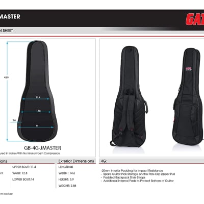 Gator GB4GJMASTER 4G Style Gig Bag for Jazzmaster Style Guitars with Adjustable Backpack Straps image 9
