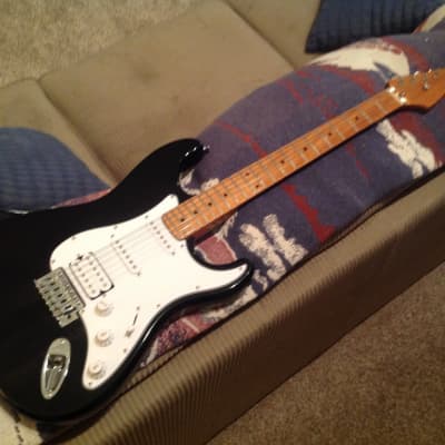 Custom Full Thickness Fender (esque) LV Shop Stratocaster Partscaster in Gloss Black Poly w/ Nitro Roasted Maple Neck image 1