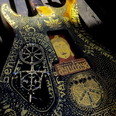 Recaster #28 The Overland 2018 Black n Gold Hippie Trail Guitar image 3