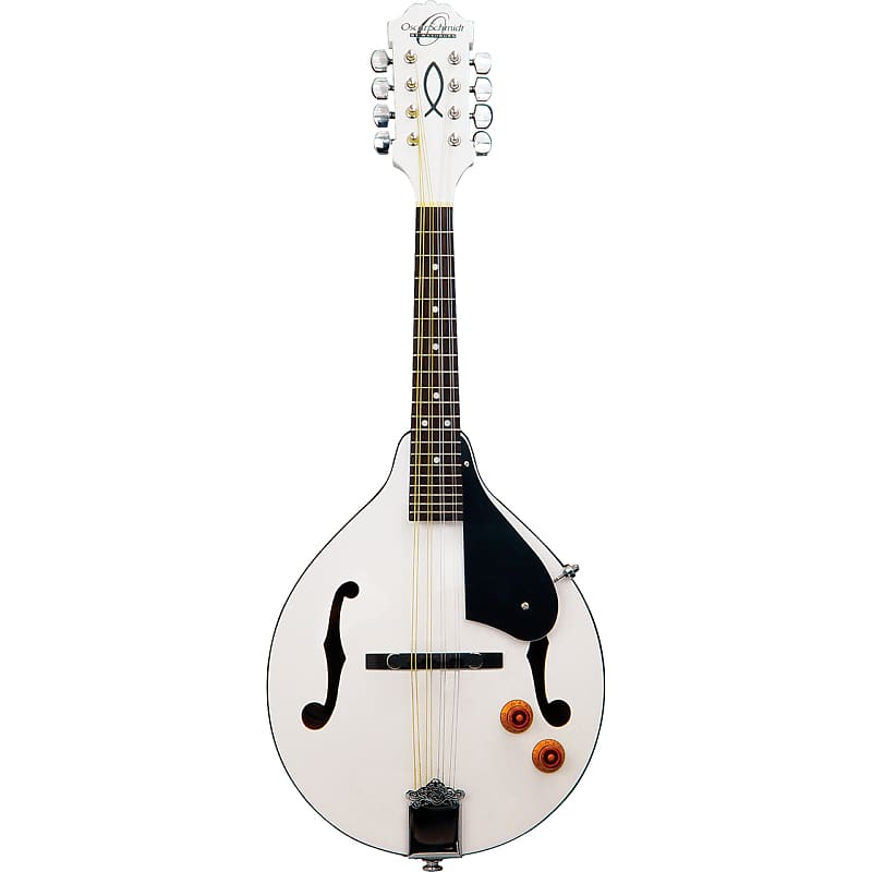 Oscar Schmidt OM10EWH A-Style Acoustic Electric Mandolin, White image 1