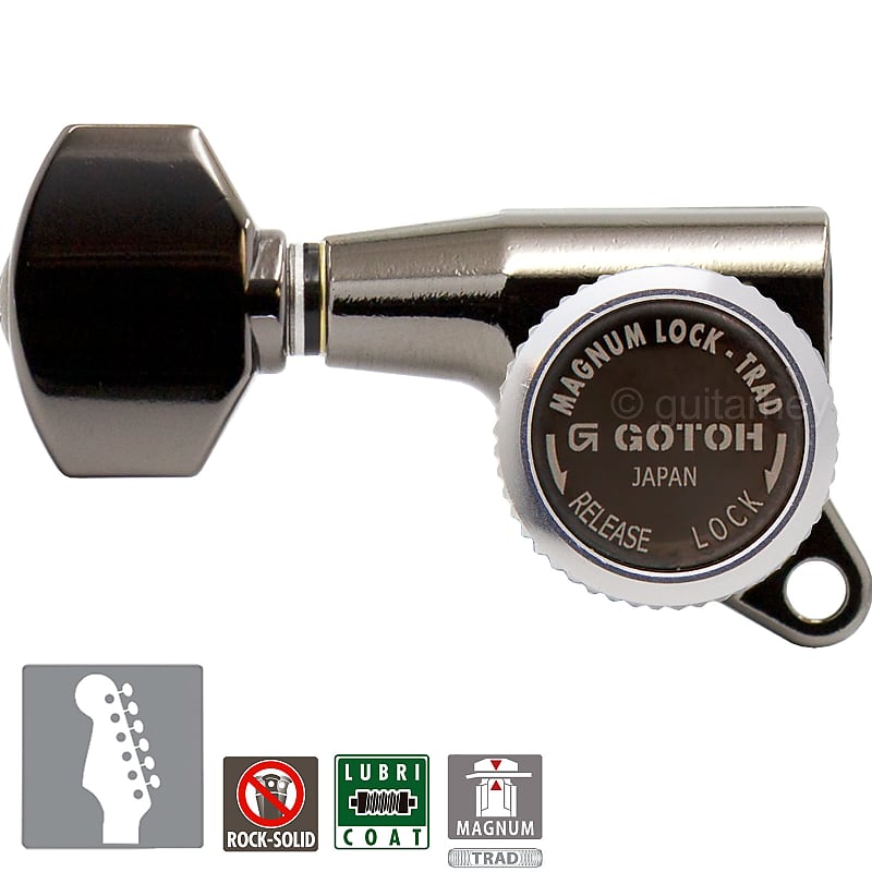 Gotoh SG381-07 MGT 6 In-Line Set MAGNUM Locking LEFT-HANDED - COSMO BLACK image 1