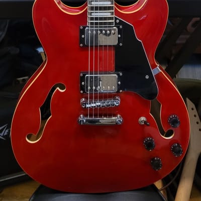 Grote Full Scale Electric Guitar Semi-Hollow Body Guitar (Red) image 1