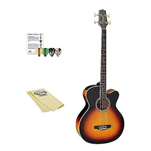 Takamine GB72CE BSB Jumbo Acoustic Electric Bass Guitar, Black Sunburst, with ChromaCast Pick Sampler, & Polish Cloth image 1