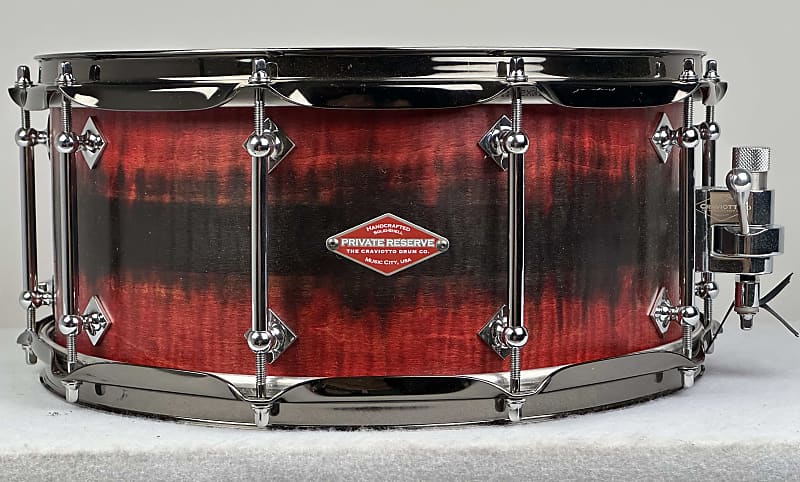 Craviotto 6.5x14" Private Reserve Solid Curly Maple Snare Drum - 2023 Red/Black Satin Duco Fade image 1