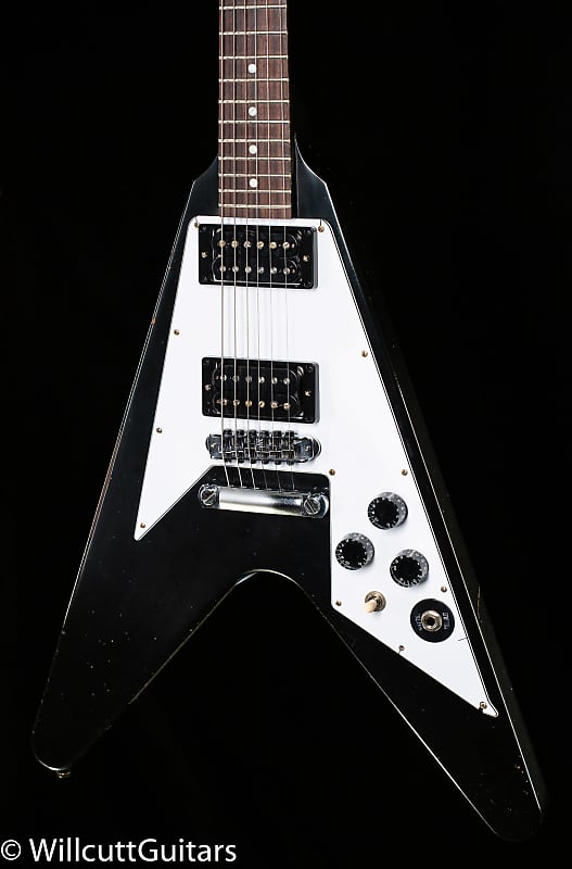 Gibson Custom Shop Kirk Hammett 1979 Flying V Ebony Murphy Lab Replica Aged Chrome Ebony (167) image 1