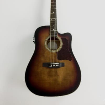 Haze F650DVSCEQ Dreadnought Acoustic Guitar, Satin All Mahogany, EQ, Cutaway + Free Gig Bag image 1