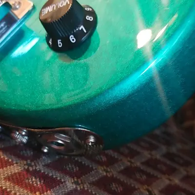 Burswood Mini 1/2 Scale Electric Travel Guitar Blue Sparkle w/ Speaker image 9