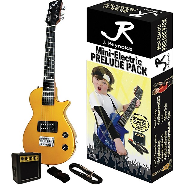 J. Reynolds JRPKLPGD Mini Electric Guitar Prelude Pack Gold image 1