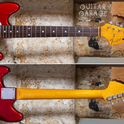 2002 Fender Japan Mustang 69 Vintage Reissue Candy Apple Red Competition Stripe offset guitar - CIJ image 9