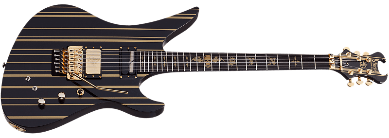 Schecter Synyster Custom-S Electric Guitar (Black Gold Stripes) 1742