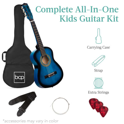 Best Choice Products Kids Acoustic Guitar Beginner Starter Kit with Carrying Case - 30in-Natural Mahogany image 16