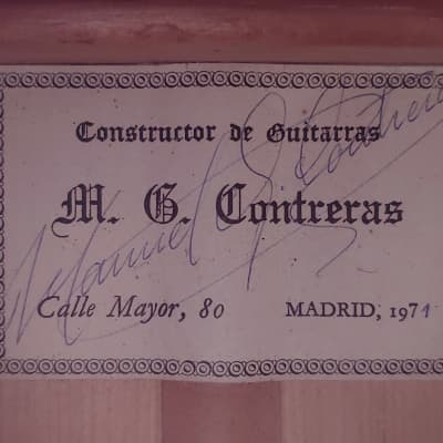 1971 M.G. Contreras 1a Signed Cypress and Spruce Flamenco Guitar image 6