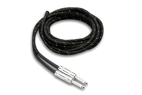 Hosa Guitar Cable 18 Feet Black Gold Cloth Jacket 1/4" to 1/4" Straight Ends Free Shipping image 1