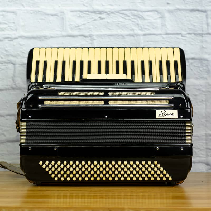 Roma Chromatic Accordion Late 60s to 70s Black With Case Reverb