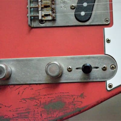 American Fender Telecaster Heavy Relic  Fiesta Red on Jade Green Metallic Custom Shop Pickups image 9