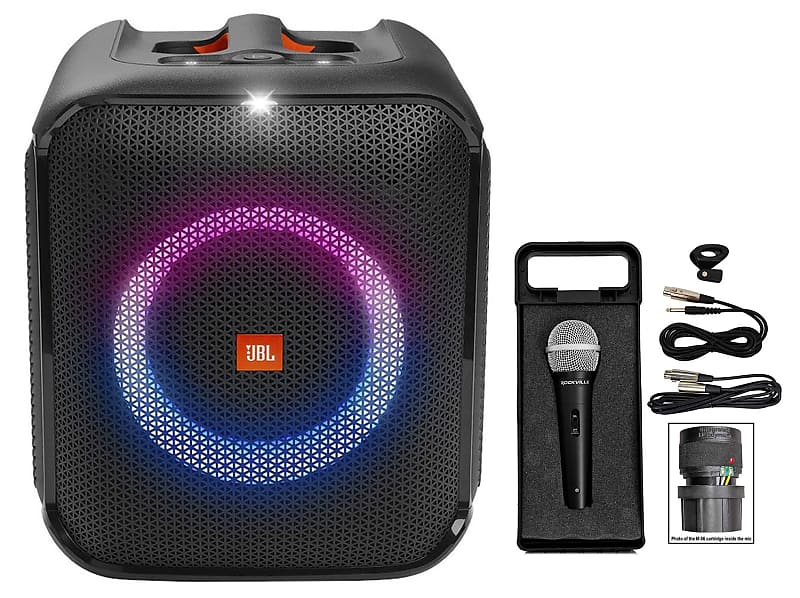 JBL Partybox 310 Rechargeable Bluetooth LED Karaoke Machine System  w/Mics+Stand