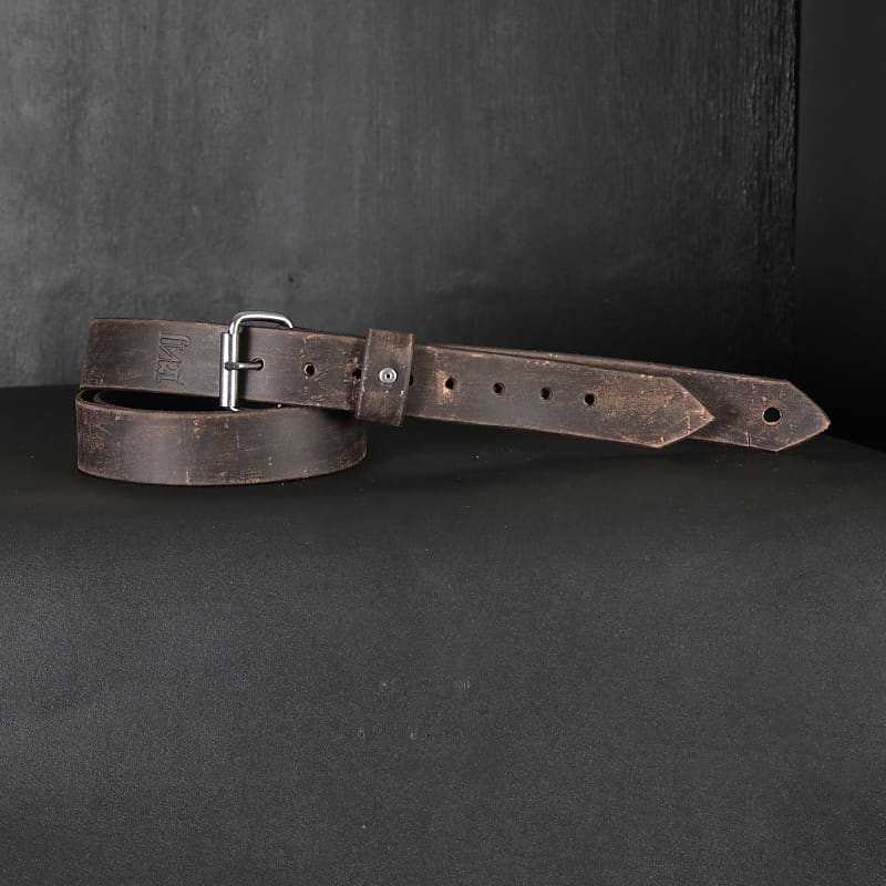 Vintage style Leather Guitar Strap. Aged. 1.5” wide. 55” to 62
