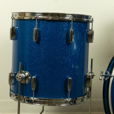 1960s Rogers Swingtime Blue Sparkle Pearl Drum Set image 3