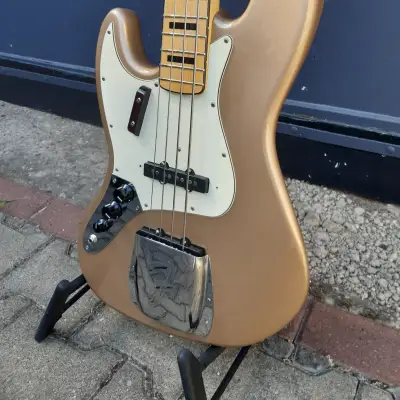 Fender Squier '70s Jazz Bass Left-Handed Lefty Firemist Gold matching headstock image 3