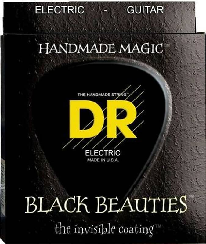 DR BKE-10 Black Beauties Black Coated Electric Guitar Strings 10-46  Black image 1