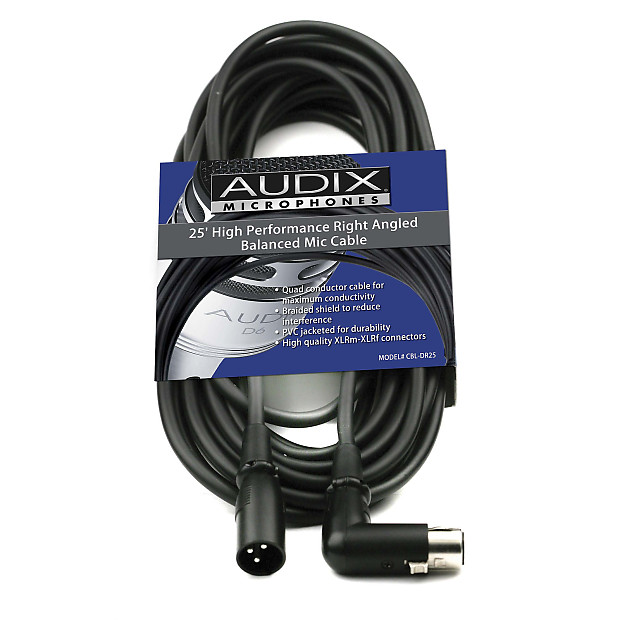 Audix CBLDR25 XLR Straight to Right-Angle Microphone Cable - 25' image 1